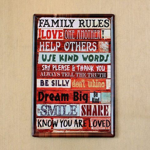 Family Rules Tinplate Painting