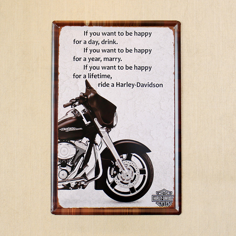 Peinture en fer blanc avec slogan Harley