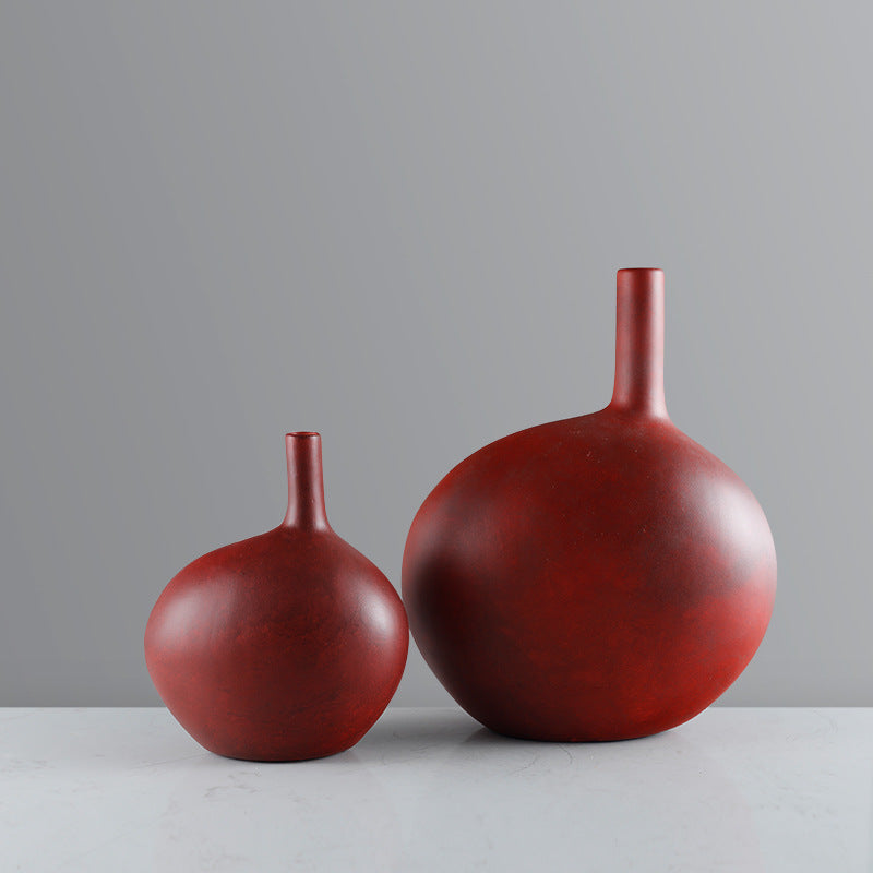 Marsala Red Vase Duo