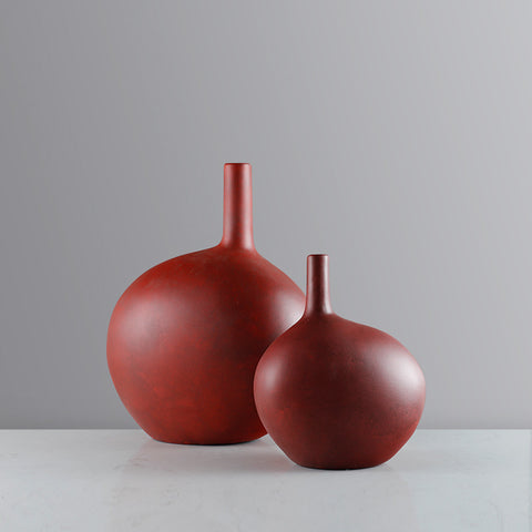 Marsala Red Vase Duo