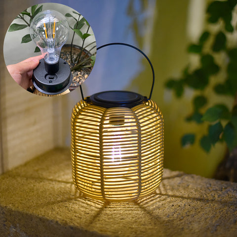 Rattan Woven Solar Lamp