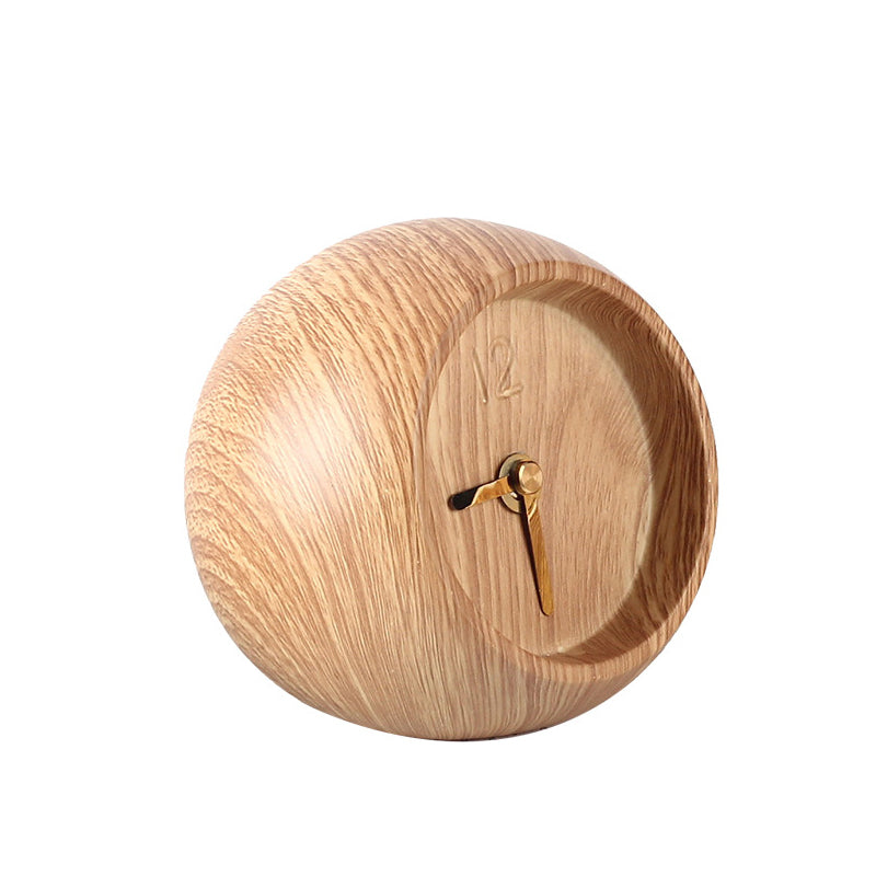 Adorno de reloj de mesa de línea de madera