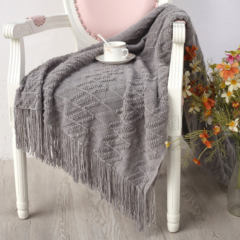 Fringe Lace Thin Rectangle Blanket - HOMYEA