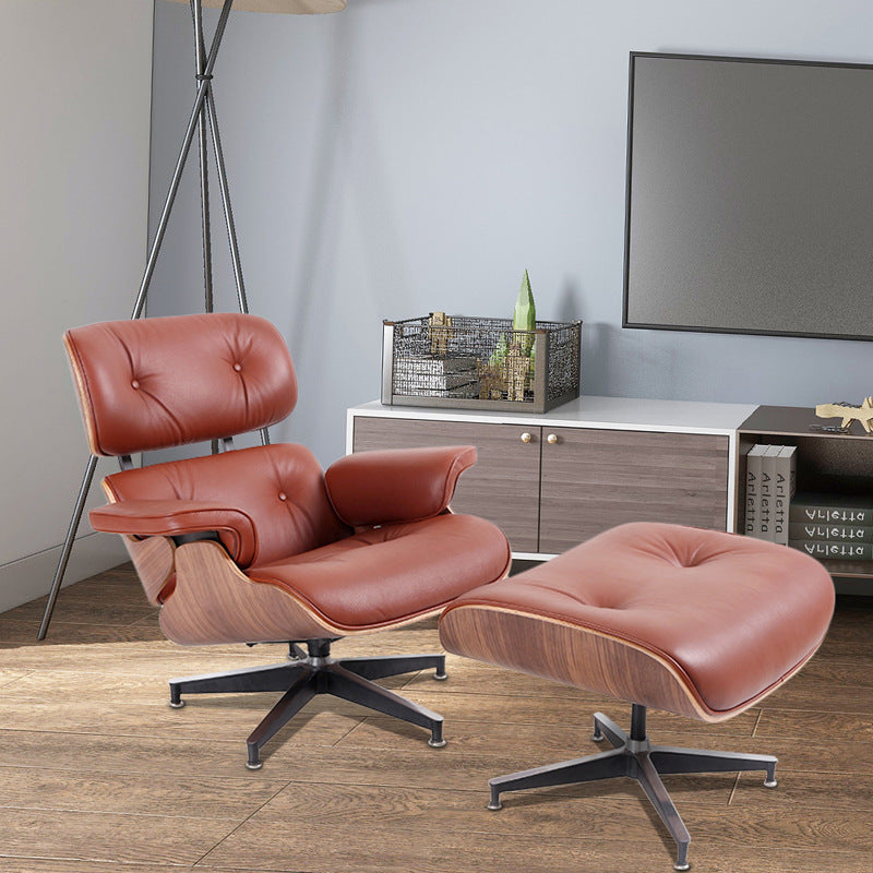 Classic Brown Leather Eames Lounge Chair- Only Available for Buyers in USA - HOMYEA