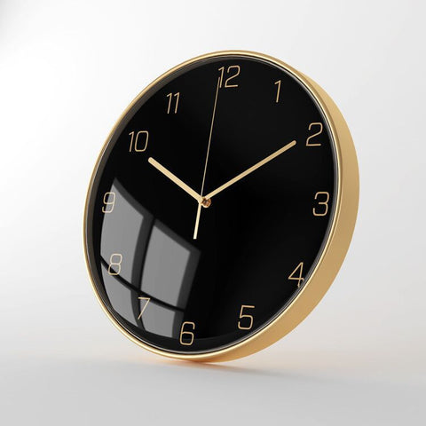 Modern Metal Black Round Wall Clock - HOMYEA