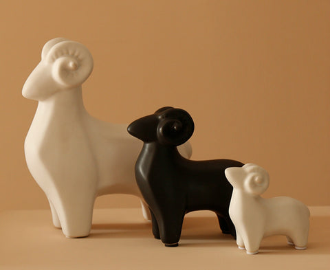 Ceramic Lamb Sculpture - HOMYEA