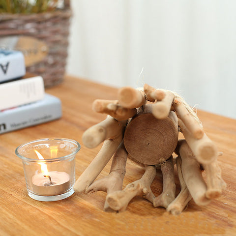 Home Handmade Design Wood Color Candle Holder - HOMYEA