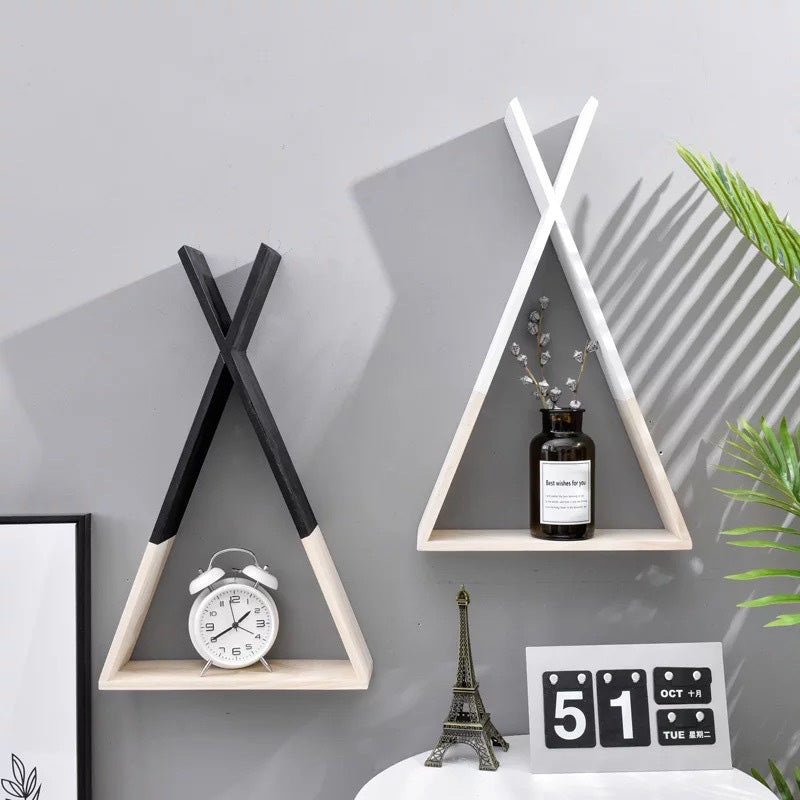 Wooden Triangular Wall Rack - HOMYEA