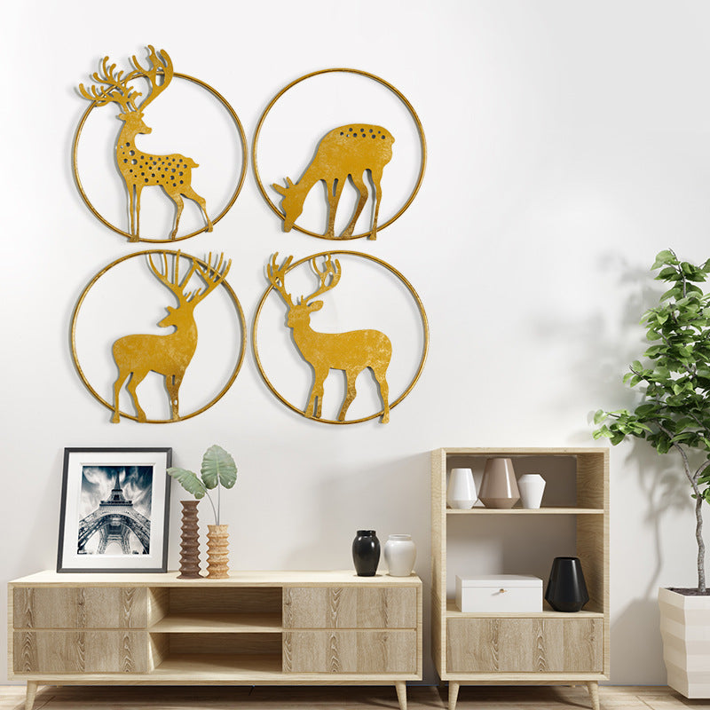 Metal Deer Wall Hanging Decor-Set of 4 - HOMYEA