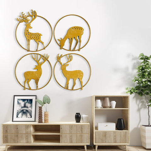 Metal Deer Wall Hanging Decor-Set of 4 - HOMYEA