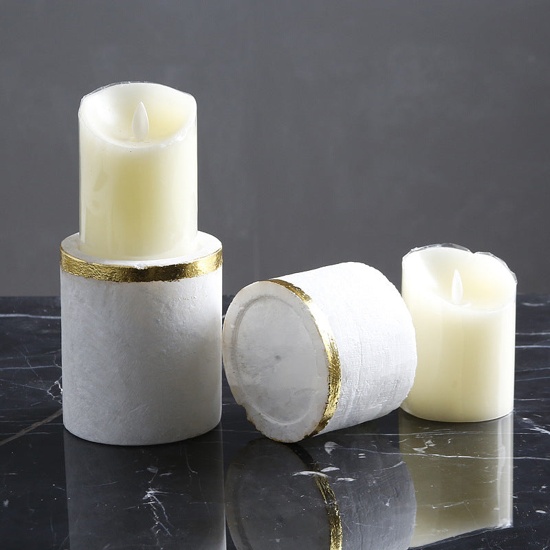 Simple Natural Spar Round Table Candle Cups - HOMYEA