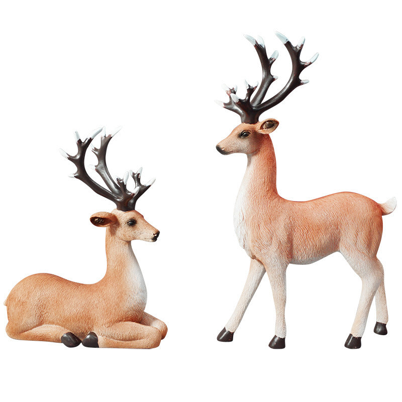 Resin Elk Sculpture-A Pair - HOMYEA