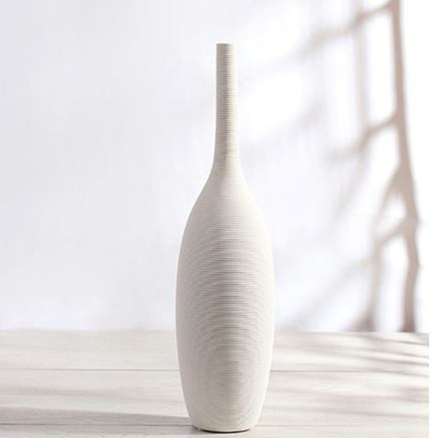 Striped White Ceramic Vases - HOMYEA