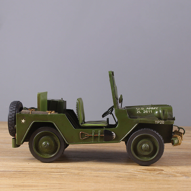 Metal Army Green Car Model - HOMYEA