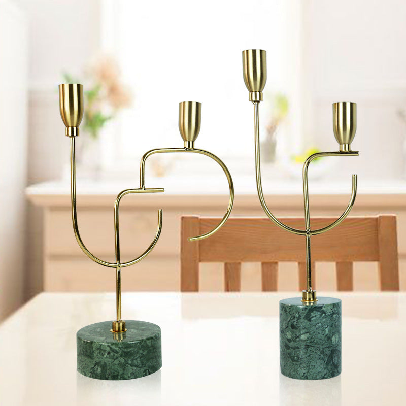 Modern Marble Metal Candlestick - HOMYEA