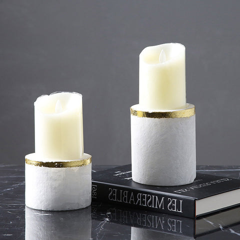 Simple Natural Spar Round Table Candle Cups - HOMYEA