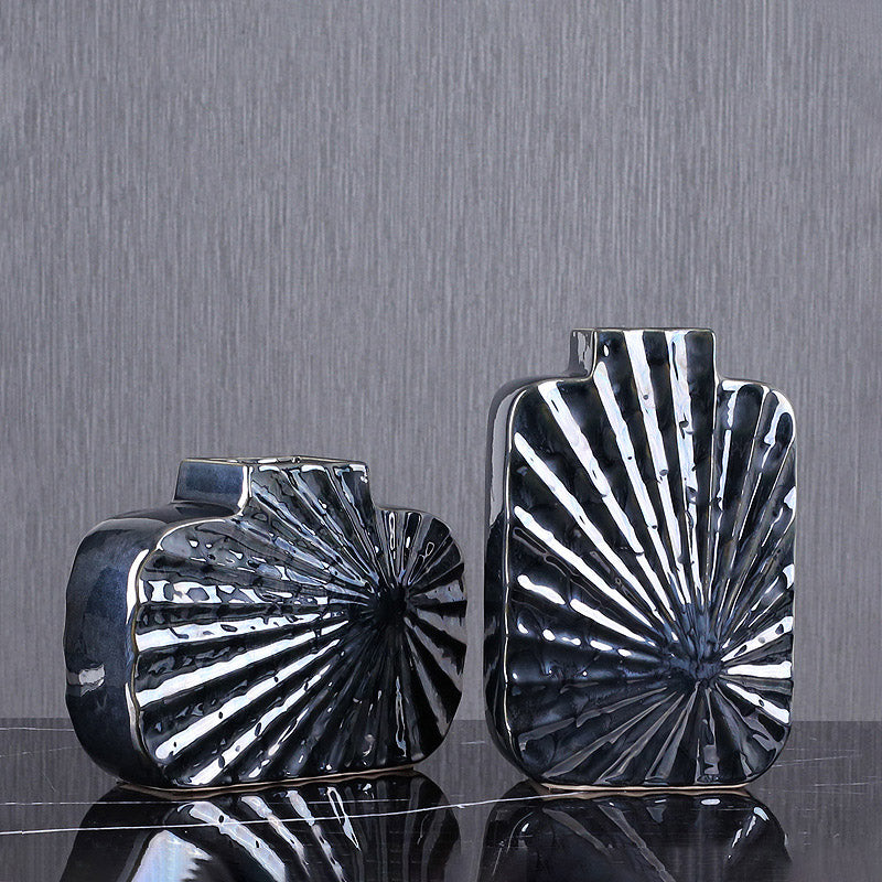 Modern Ceramic Creative Geometry Black Vases - HOMYEA