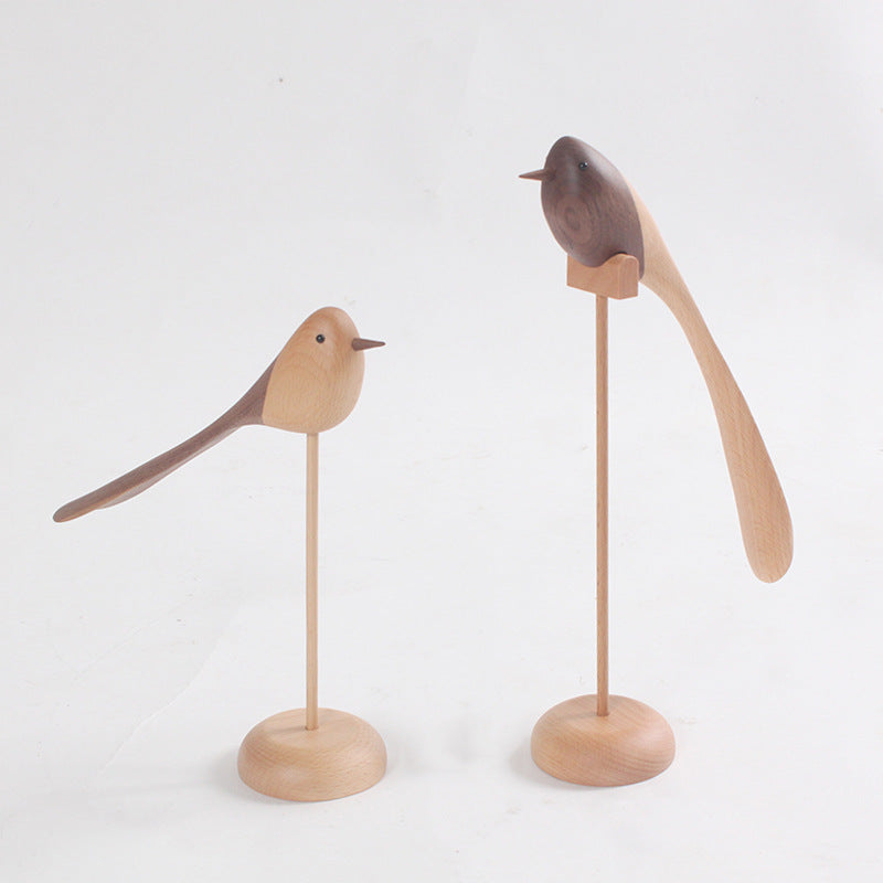 Long-Tailed Bird Wooden Sculptures - HOMYEA