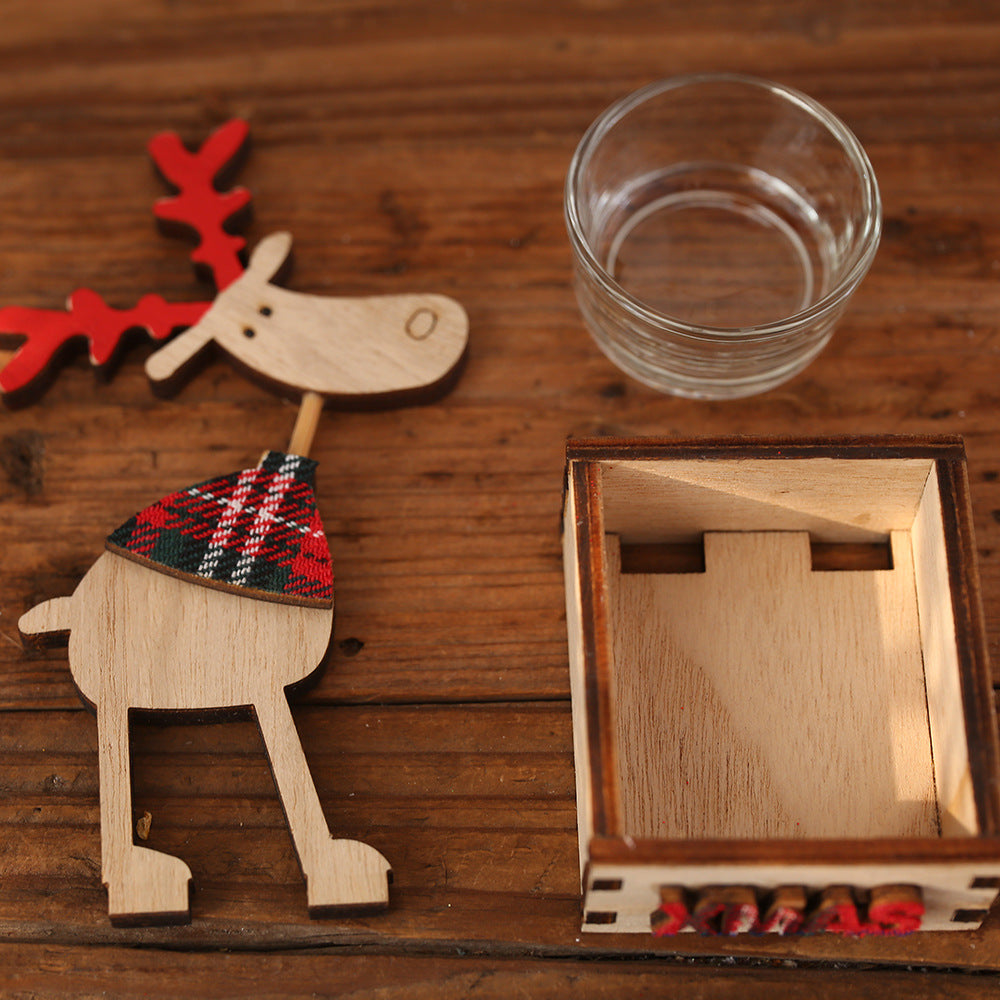 Christmas Elk Wooden Candlestick - HOMYEA