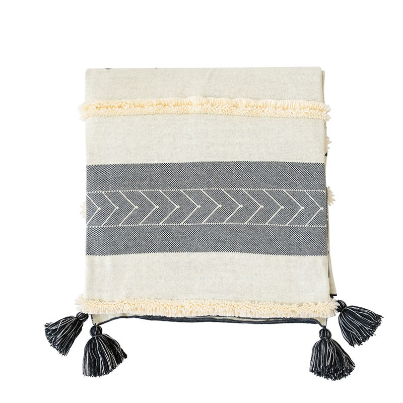 Fringe Lace Geometry Blanket - HOMYEA