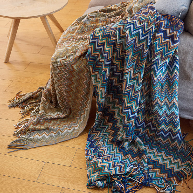 Bohemia Knitting Rectangle Blanket - HOMYEA