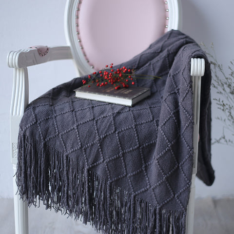 Lined Work Fringe Lace Blanket - HOMYEA