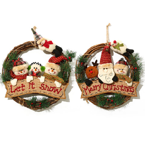 Santa Snowman Decoration Door Hanging - HOMYEA