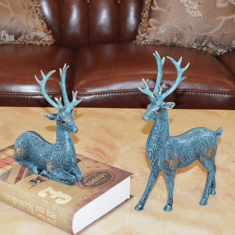 Resin Elk Sculpture-A Pair - HOMYEA