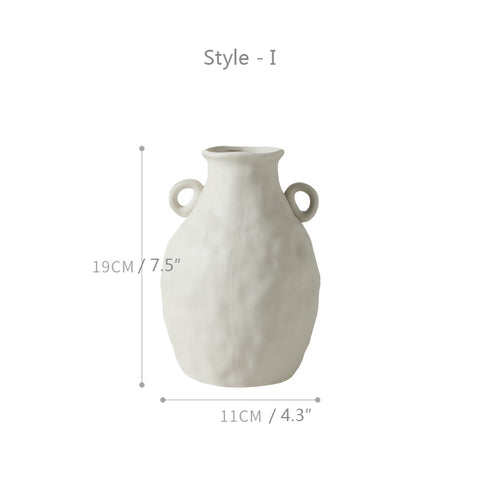 White Ceramic Table Art Vases - HOMYEA