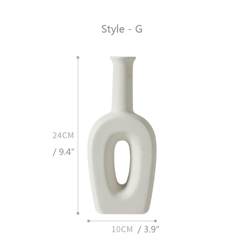 White Ceramic Table Art Vases - HOMYEA