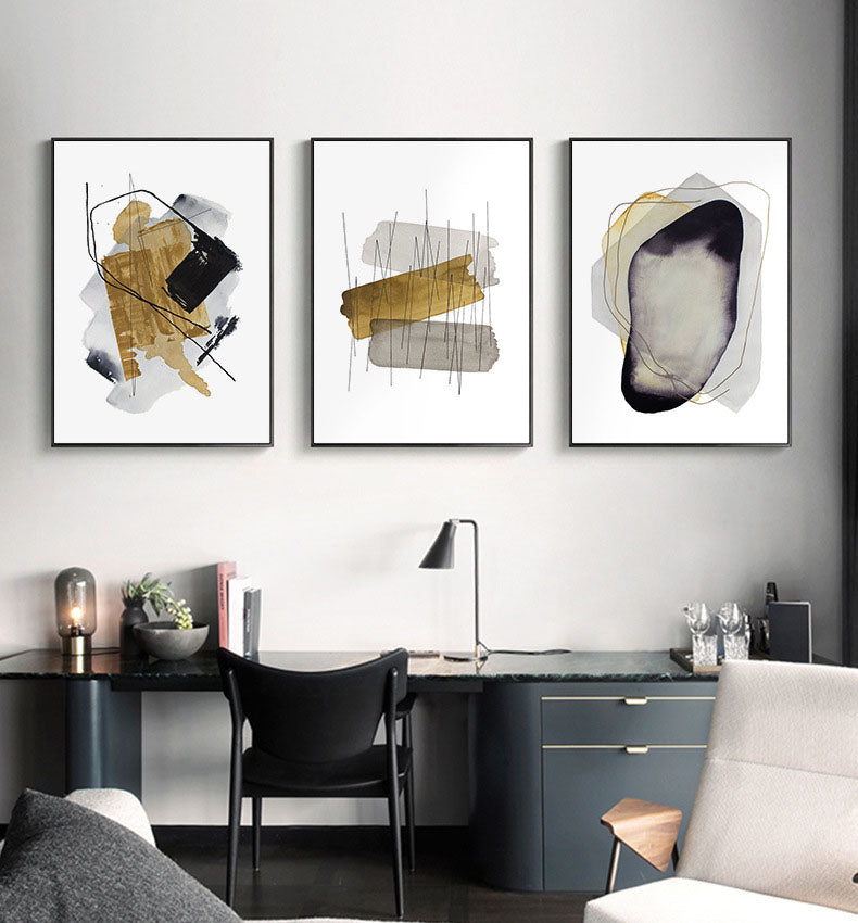 Golden Abstract Wall Art - HOMYEA