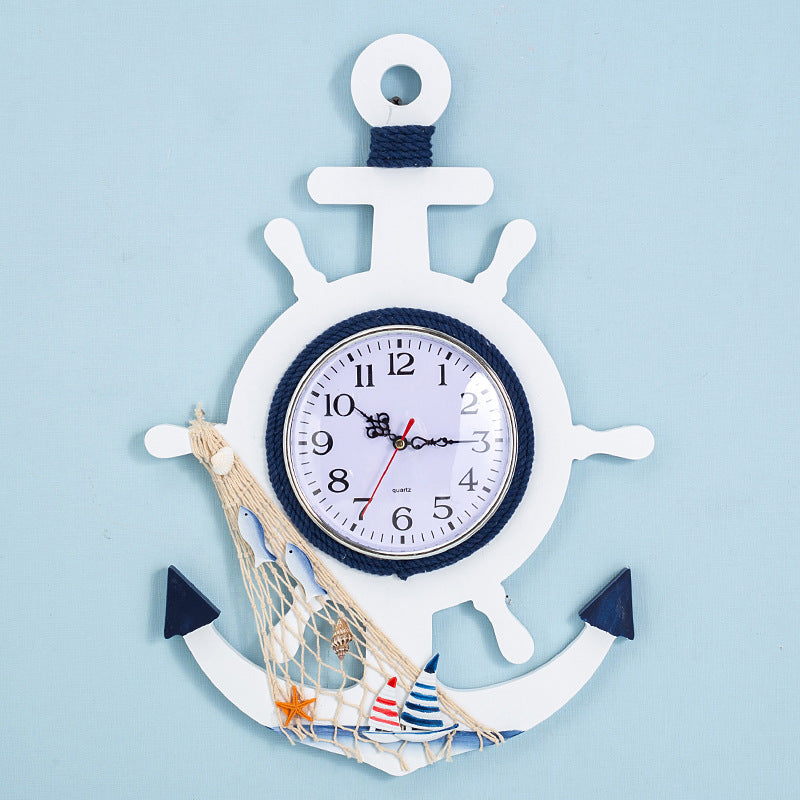 Blue and White Boat Rudder Clock - HOMYEA