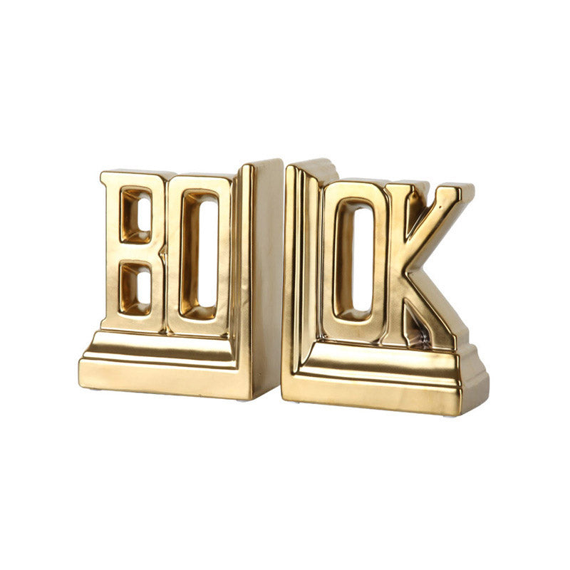 Simple Electroplating Gold Letter Bookend Desktop Decoration - HOMYEA