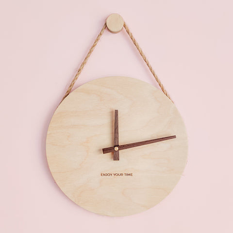 Wooden Circular Wall Clock - HOMYEA