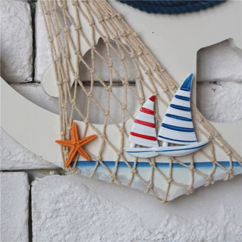 Blue and White Boat Rudder Clock - HOMYEA