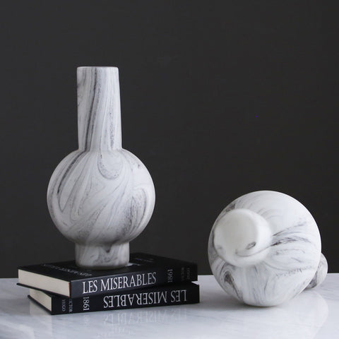 Minimalist Handmade Glass Ball Marble Pattern Vases - HOMYEA