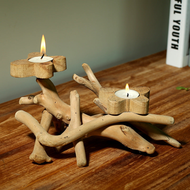 Simple Handmade Wooden Butterfly Shape Candle Holder - HOMYEA