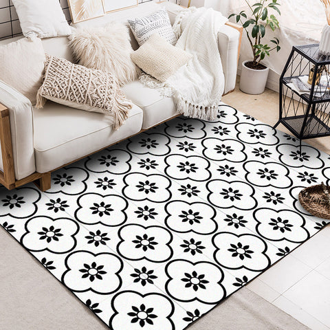 Black and White Pattern Rectangular Rugs - HOMYEA