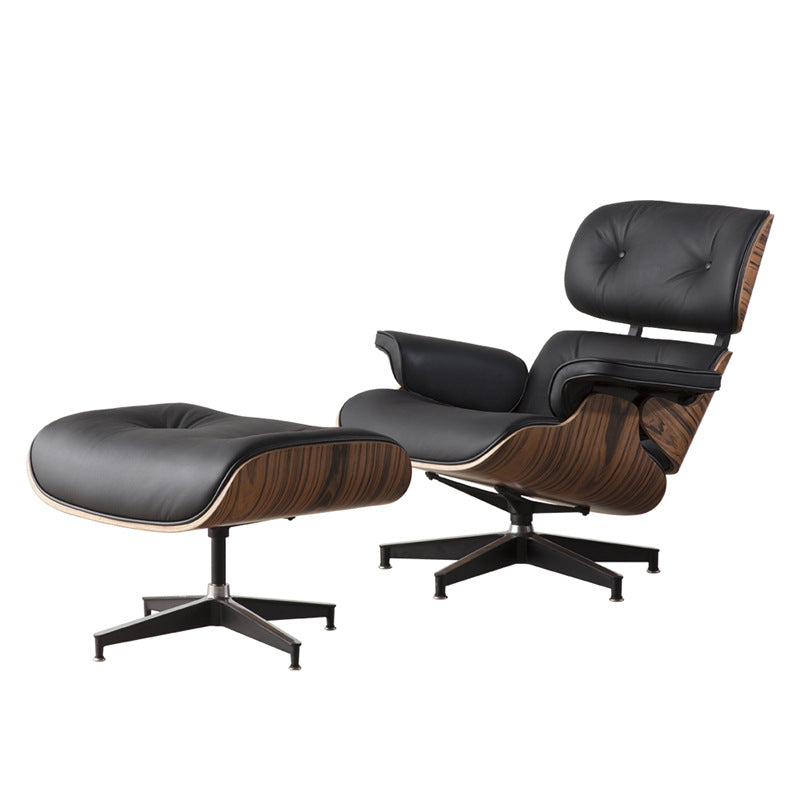 Classic Black Leather Eames Lounge Chair- Only Available for Buyers in USA - HOMYEA