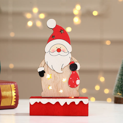 Glowing Painted Wooden Santa Claus - HOMYEA