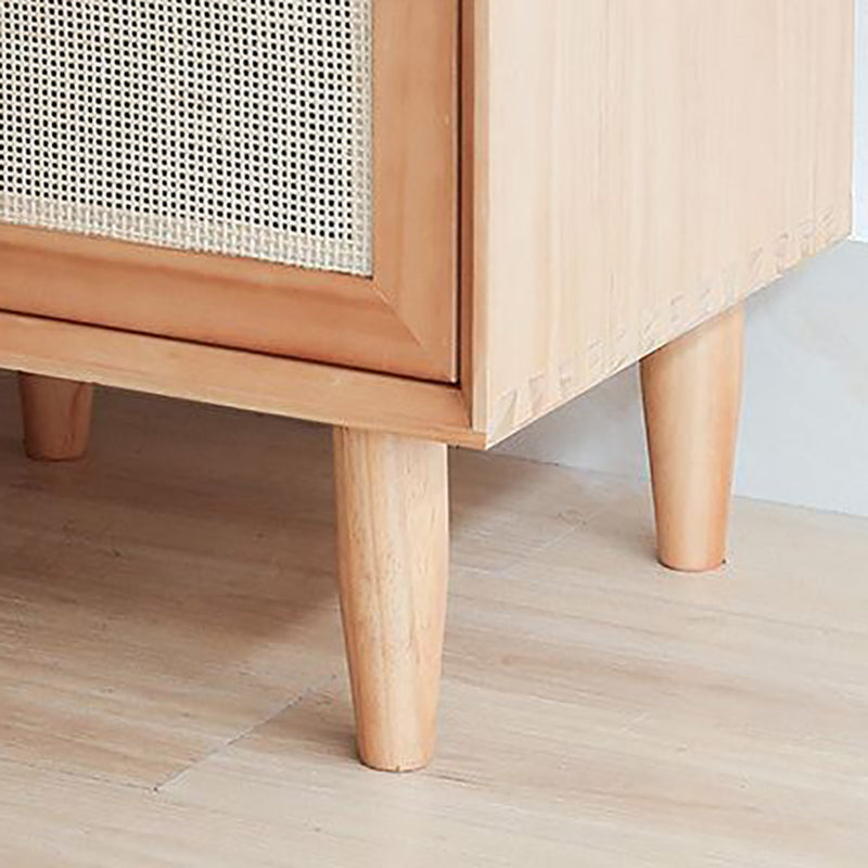 Modern Wooden Rattan Nightstand - HOMYEA