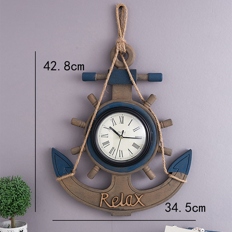 Wooden Ship Anchor Clock - HOMYEA