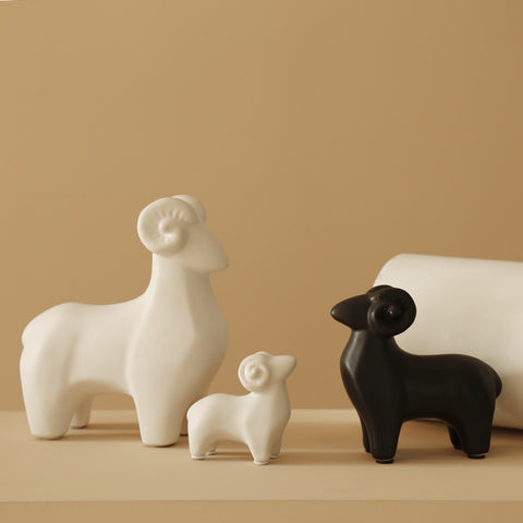 Ceramic Lamb Sculpture - HOMYEA