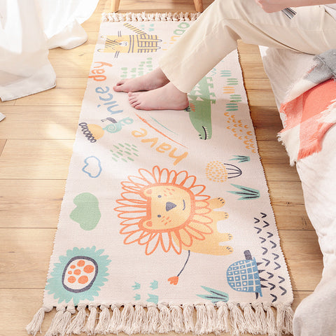 Fringe Lace Rectangle Skid Resistance Rugs - HOMYEA