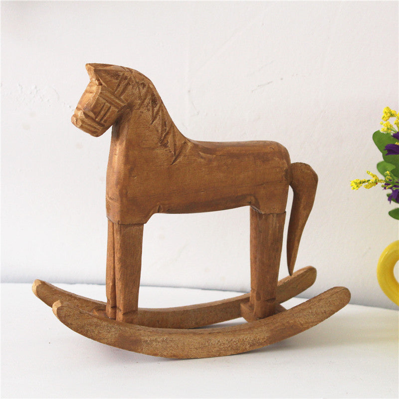 Simple Wooden Horse Sculpture - HOMYEA