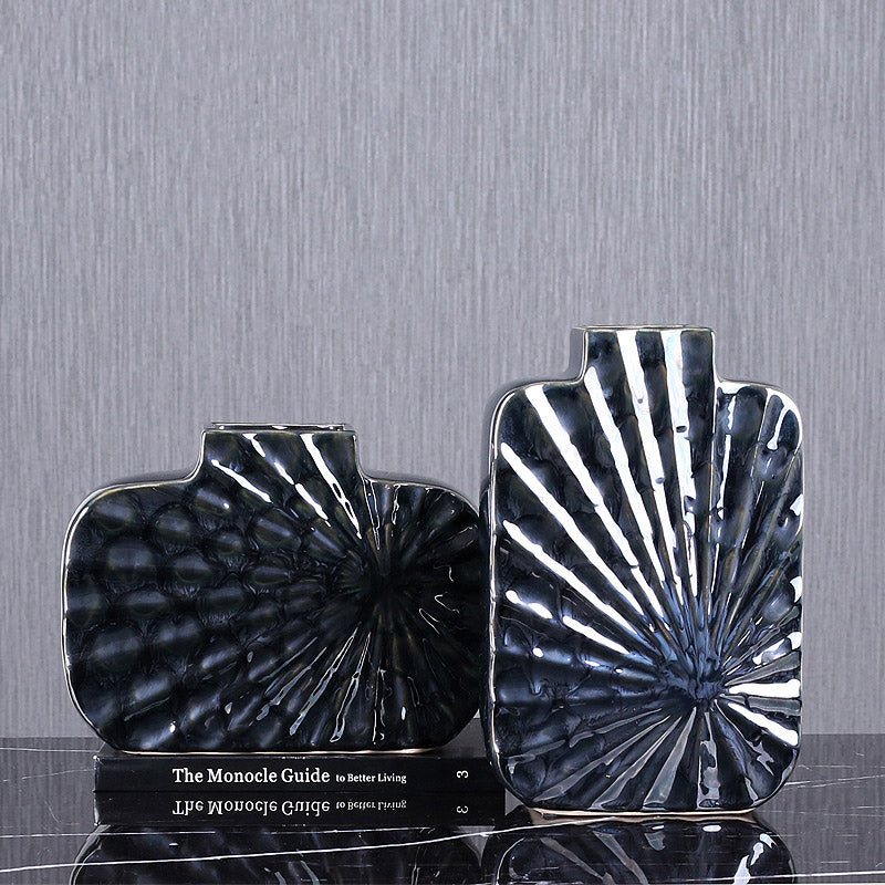 Modern Ceramic Creative Geometry Black Vases - HOMYEA