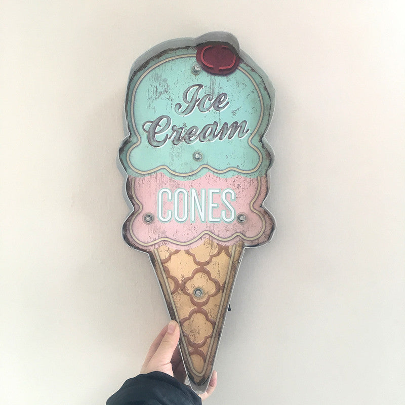 Vintage Metal Ice Cream LED Lights - HOMYEA