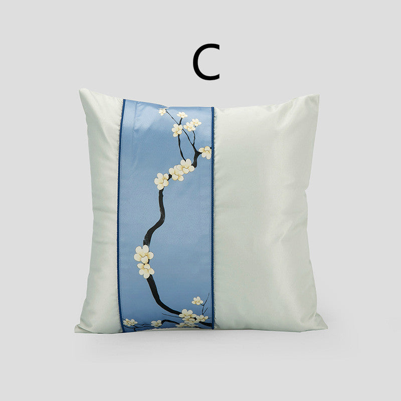 Velvet Pillow With Plum Blossom Design - HOMYEA