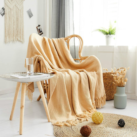 Fringe Lace Knitting Blanket - HOMYEA