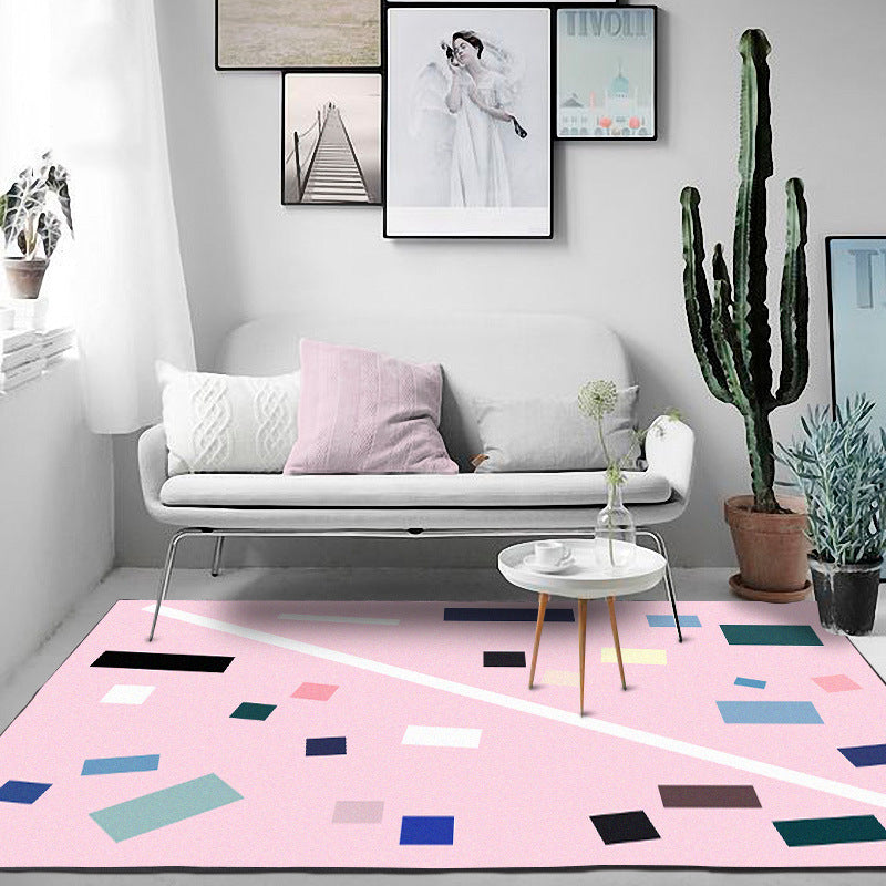 Geometric Pink Rectangular Rugs - HOMYEA